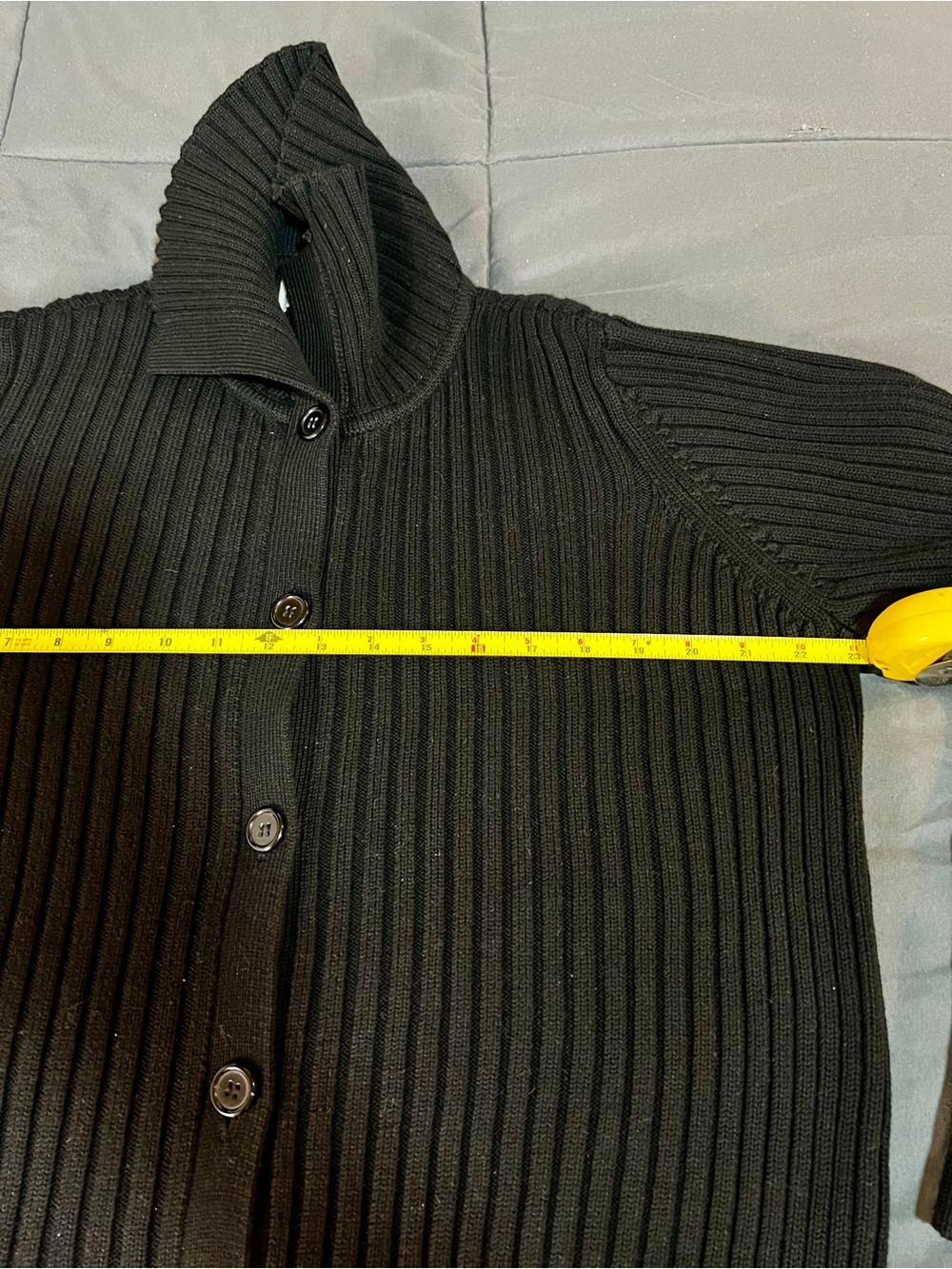 Jones Wear Vtg Wms Cotton Chunky Ribbed Knit High Neck Button Midi Cardigan M - Picture 7 of 11